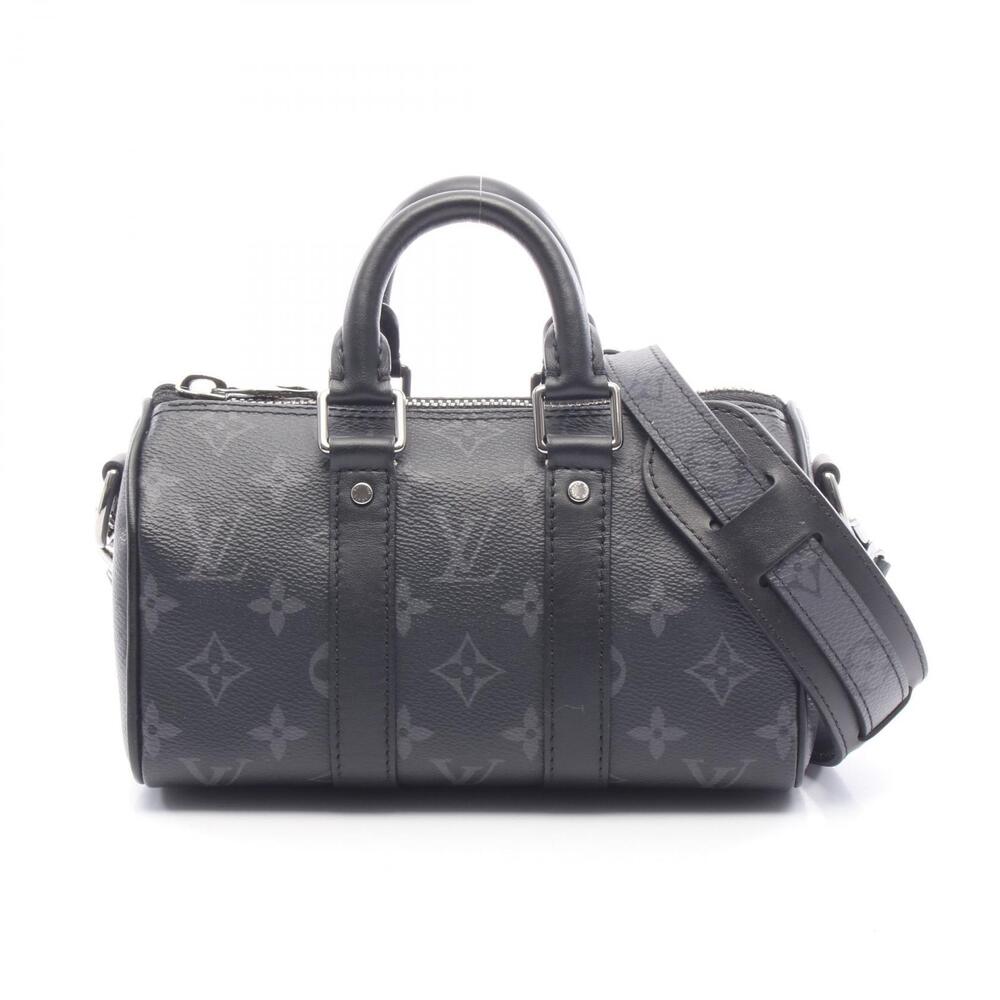 Louis Vuitton Keepall Handbag Canvas Leather Monogram Eclipse Black